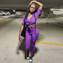 Load image into Gallery viewer, Female printed plaid casual shirt suit（AY1254)
