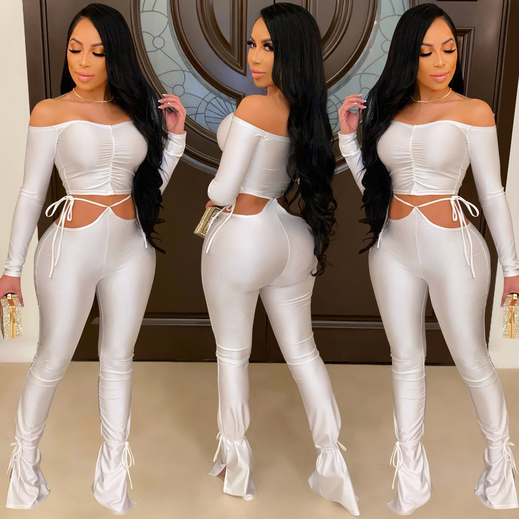 Sexy strappy one-shoulder top and pants AY1218