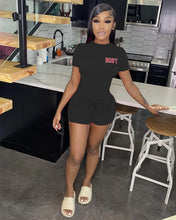 Load image into Gallery viewer, Fashion Solid Color Letter Print Short Suit（AY1758）
