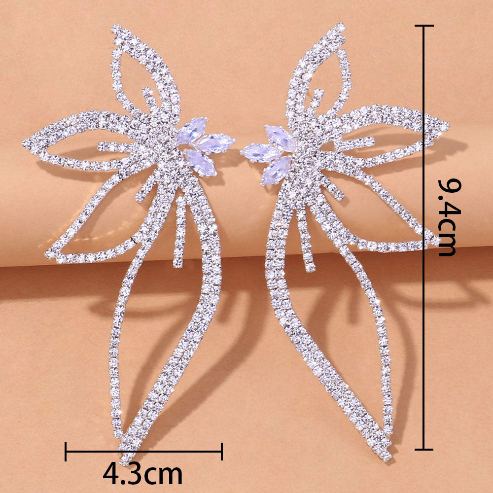 Fashion Rhinestone Butterfly Earrings（AE4092）