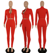 Load image into Gallery viewer, Solid Color Double Zipper Long Sleeve Suit（AY2382）
