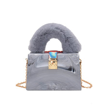 Load image into Gallery viewer, Fluffy hand-held acrylic box bag with foreign chain（AB2105）
