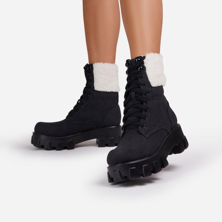Fashion lace-up plush Martin boots（HPSD159）