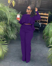 Load image into Gallery viewer, Fashion solid color pleated wide leg two-piece （AY1305）
