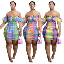 Load image into Gallery viewer, Mesh color contrast dress AY2066
