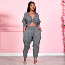 Load image into Gallery viewer, Sexy Navel Cropped Cross V-Neck Suit（AY2389）
