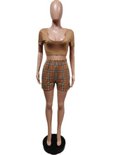 Load image into Gallery viewer, Solid plaid print T-shirt two-piece set（AY2094)
