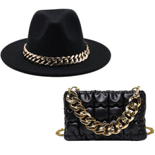 Load image into Gallery viewer, Fashion chain jazz hat chain bag two piece set（4099）
