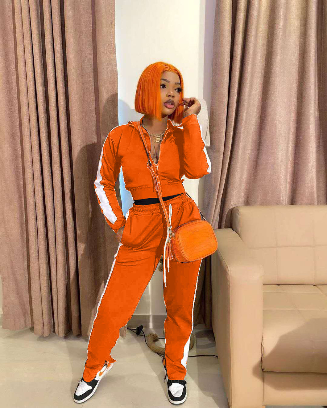 Casual stitching split sports suit（AY1307）