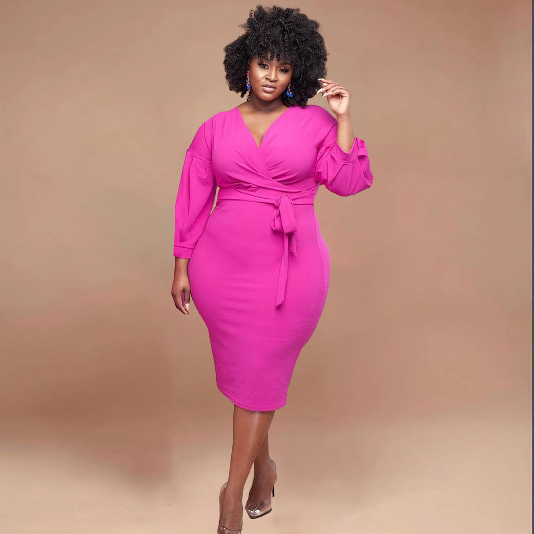 Fashion puff sleeve one-piece dress（AY1279）