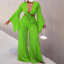 Load image into Gallery viewer, Long Sleeve Short Top Wide Leg Pants Set AY1704
