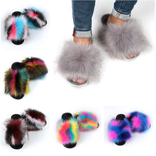 Load image into Gallery viewer, New style ladies colorful plush slippers（HPSD109）
