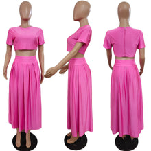 Load image into Gallery viewer, Solid color slit pleated skirt two-piece set（AY2282）

