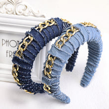 Load image into Gallery viewer, Hot selling metal chain denim winding hair band
