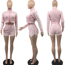 Load image into Gallery viewer, Zip Long Sleeve Jacket Shorts Two Piece Set（AY2337）
