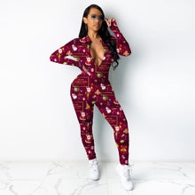 Load image into Gallery viewer, Christmas print long-sleeved jumpsuit（AY1567）
