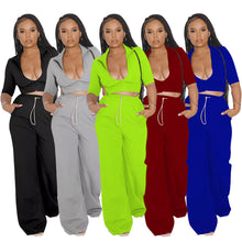 Load image into Gallery viewer, Solid color zipper long-sleeved trousers casual suit（AY1304)
