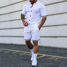 Load image into Gallery viewer, Lapel Button Down Short Sleeve Shorts Set（AY2248）
