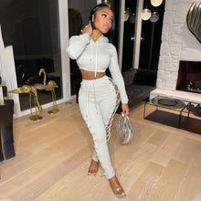 Load image into Gallery viewer, fashion bandage two-piece pure color sweater（AY1410）
