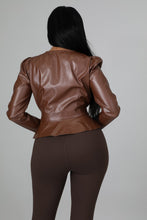 Load image into Gallery viewer, Leather long sleeve V-neck PU top (AY2432)
