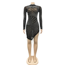 Load image into Gallery viewer, Sexy mesh rhinestone fringed dress（AY1721）
