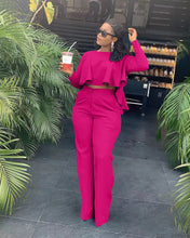 Load image into Gallery viewer, Fashion solid color pleated wide leg two-piece （AY1305）
