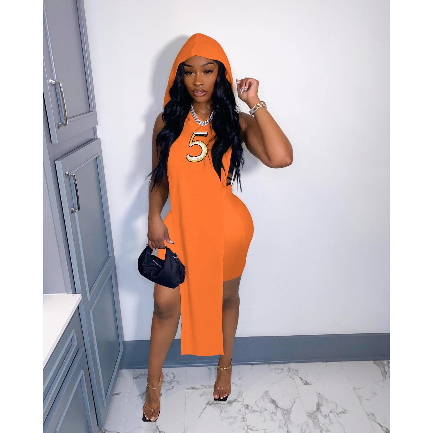 Hooded Vest shorts letter embroidered suit AY2043