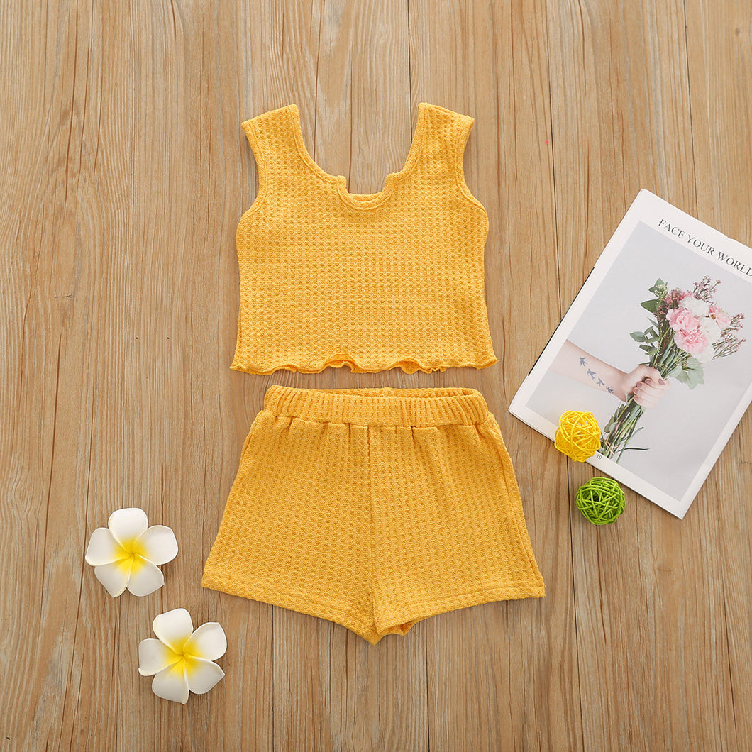 Hot selling children's solid color sleeveless suit