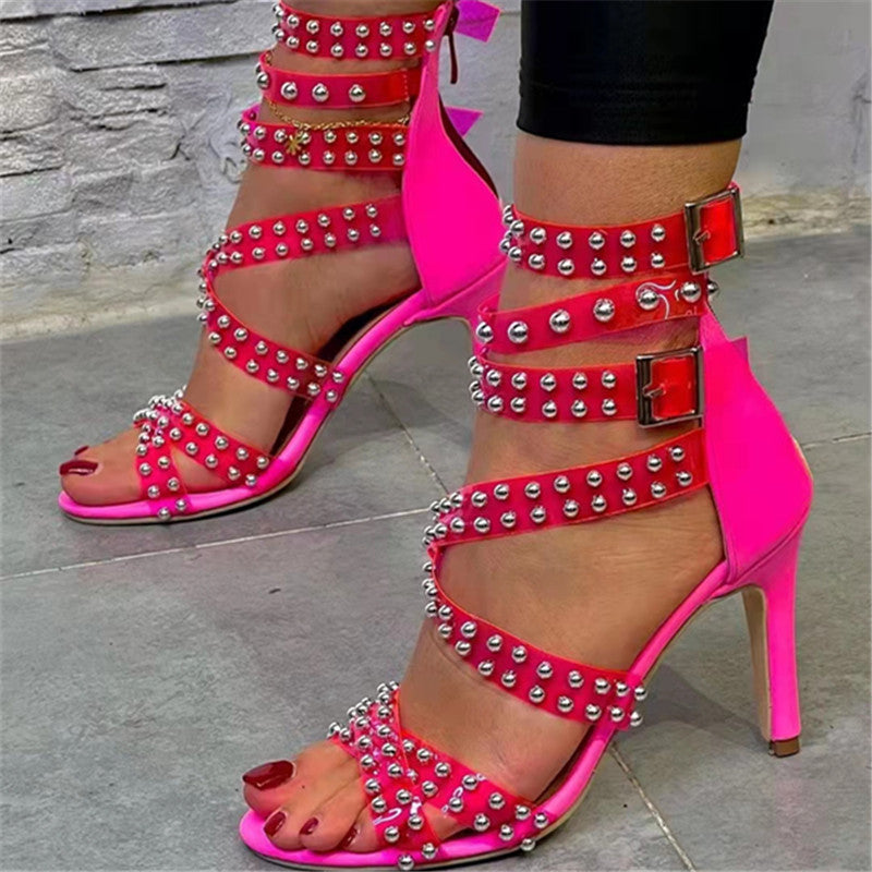 Fashion studded stiletto sandals（HPSD190）