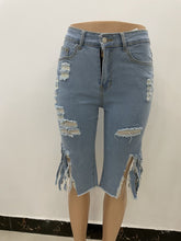 Load image into Gallery viewer, Hot tassel hole elastic jeans AY1899
