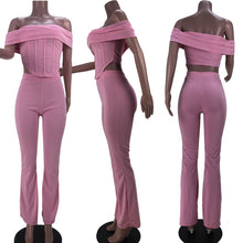 Load image into Gallery viewer, Fashionable one-shoulder flared pants suit（AY1655）
