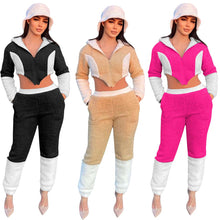 Load image into Gallery viewer, Teddy velvet color matching two-piece suit（AY1463）
