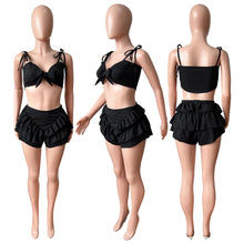 Load image into Gallery viewer, Ruffle wrap chest tie strap two piece set AY1927
