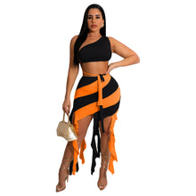 Load image into Gallery viewer, Color contrast tassel sexy two-piece set AY2688

