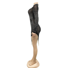 Load image into Gallery viewer, Sexy mesh rhinestone fringed dress（AY1721）
