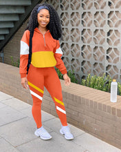 Load image into Gallery viewer, Multicolor stitching casual sports suit
