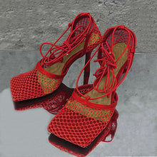 Load image into Gallery viewer, Fashionable mesh square toe strap high heels（HPSD149）
