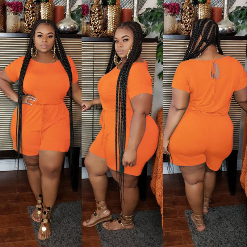 Plus solid color strappy jumpsuit（AY2163）