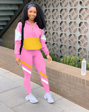 Load image into Gallery viewer, Multicolor stitching casual sports suit
