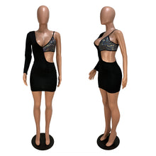 Load image into Gallery viewer, Fashion Patchwork Sequin Long Sleeve Dress（AY1717)
