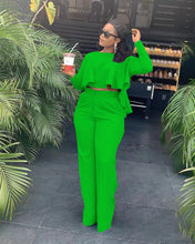 Load image into Gallery viewer, Fashion solid color pleated wide leg two-piece （AY1305）
