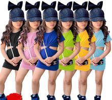 Load image into Gallery viewer, Children Short sleeve open waist dress AY2151
