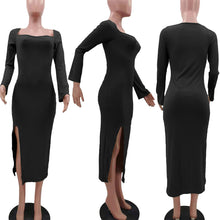 Load image into Gallery viewer, Fashion Solid Color Slit Slim Dress（AY1715）
