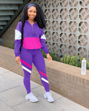 Load image into Gallery viewer, Multicolor stitching casual sports suit
