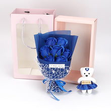 Load image into Gallery viewer, Valentine&#39;s Day 7 soap flower rose bouquet bear gift box（AE4086）
