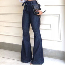 Load image into Gallery viewer, High Waist Micro Stretch Lace Up Flare Jeans
