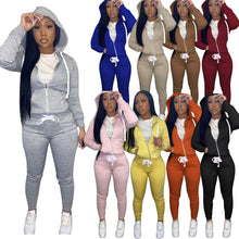 Load image into Gallery viewer, Hooded sweater drawstring two-piece suit（AY1377)
