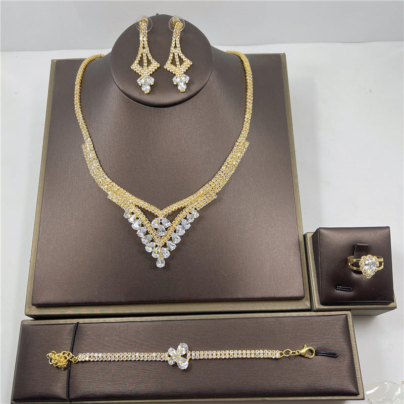 Luxury Necklace and Earrings Four Piece Set（AE4080）