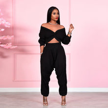 Load image into Gallery viewer, Sexy Navel Cropped Cross V-Neck Suit（AY2389）
