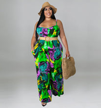 Load image into Gallery viewer, Suspender printed Jumpsuit with belt AY2125
